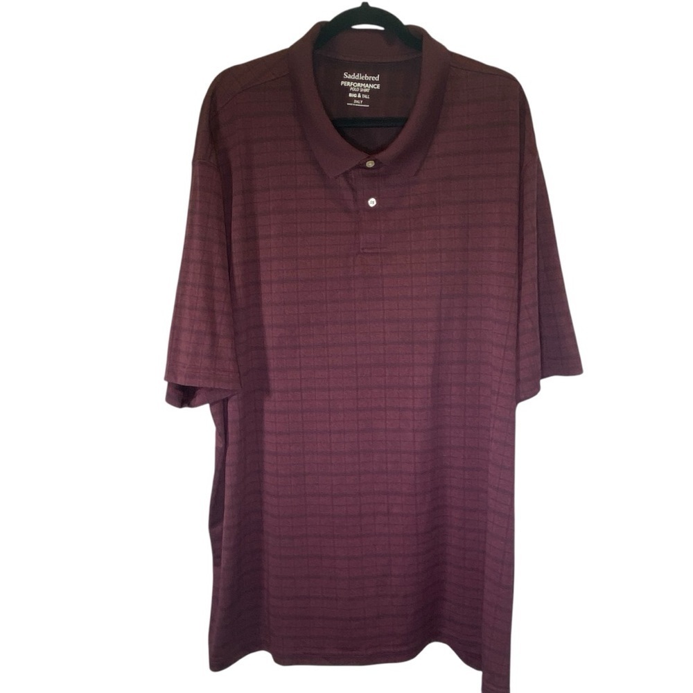 SADDLEBRED Performance Big & Tall Burgundy Polo Short-sleeve Shirt Size 3XLT